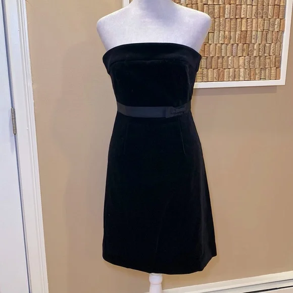 J. Crew | Dresses | Nwt J Crew Black Strapless Velvet Dress With Satin Bow  At Waist | Poshmark